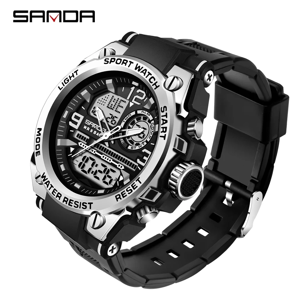 

SANDA 2022 Top Brand Men's Watches 5ATM Waterproof Sport Military Wristwatch Quartz Watch for Men Clock Relogio Masculino 6024