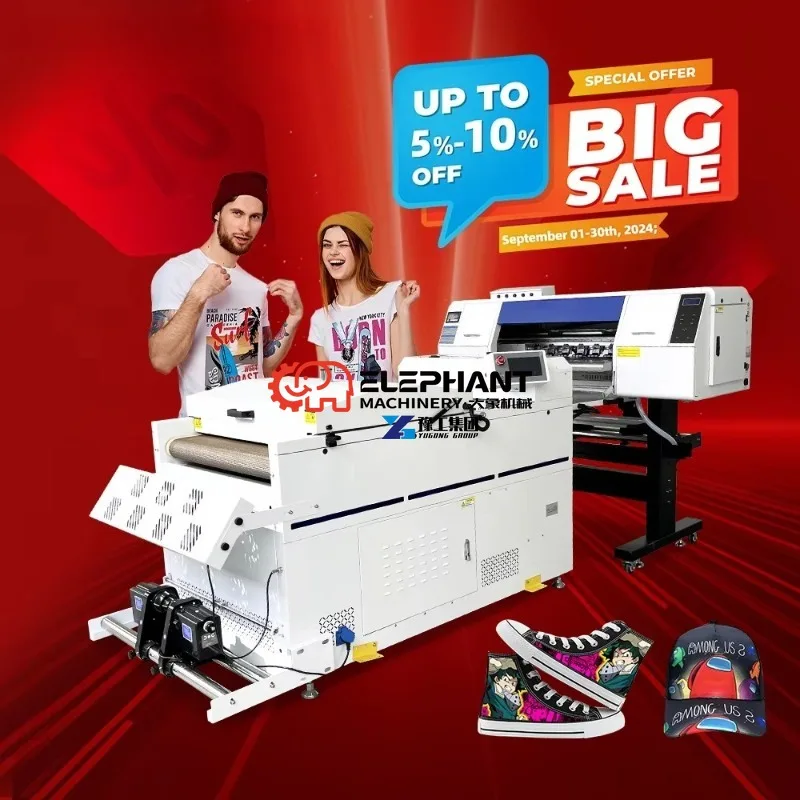 S7070 Digital DTF 60CM Inkjet PET Film Printer 1I3200 Print Head Power Shaking Machine 1-Year Flatbed Automatic Used