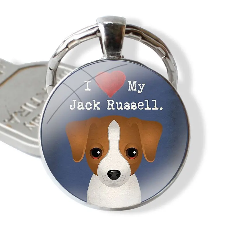 Jack Russell Terrier Dog glass cabochon keychain Car key chain Charms keychains Gifts Accessories Phone Shell Covers