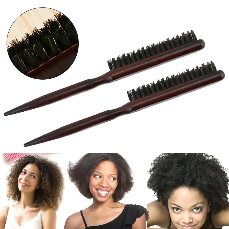 Hair Fluffy Three Rows Boar Bristle Combs Wooden Handle Hair Comb Back Teasing Brushes Salon Supply Hairdressing Styling Tool