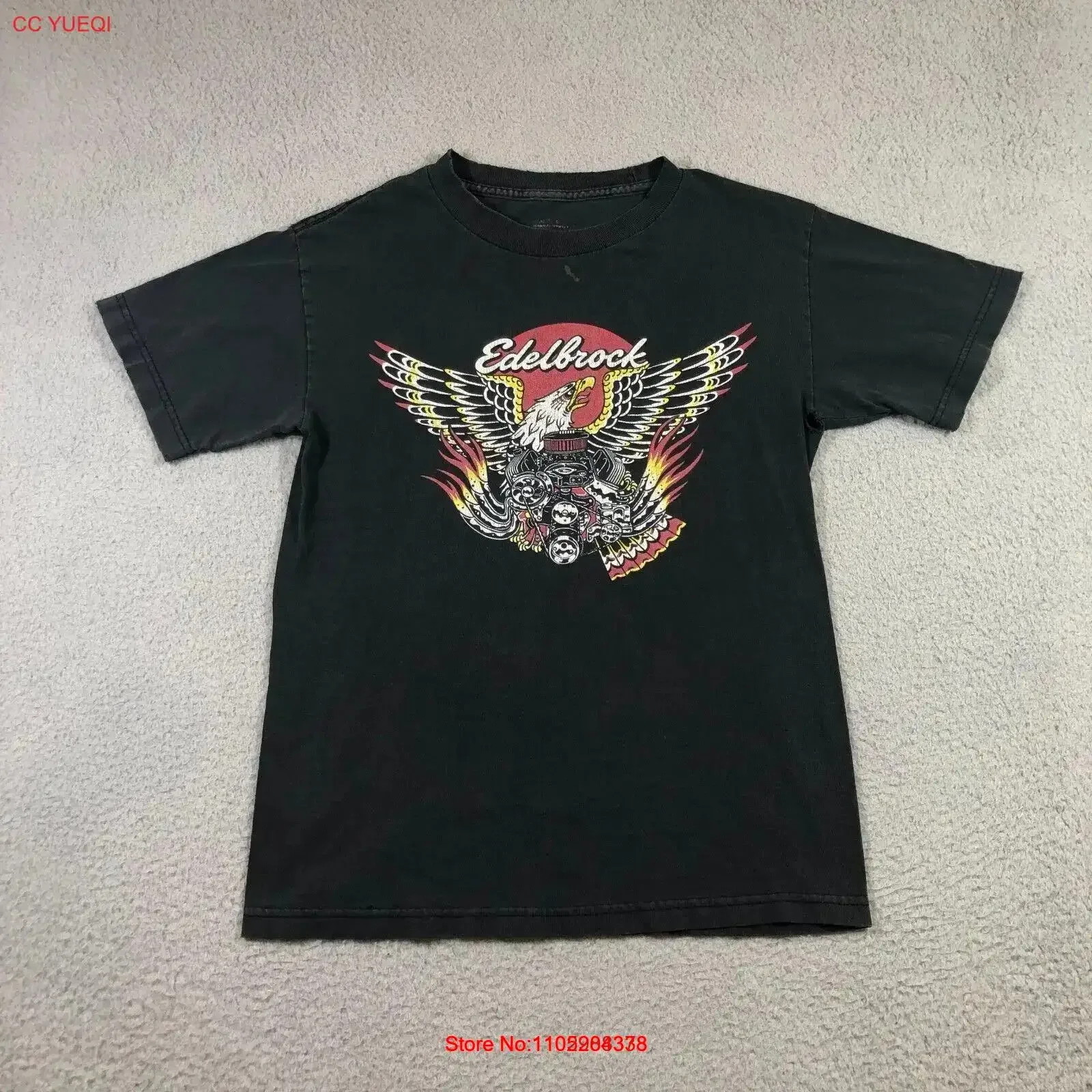 Edelbrock T Shirt Mens S Black Thrashed vintage Washed Slightly Casual Top For Everyday Wear Stylish Comfortable