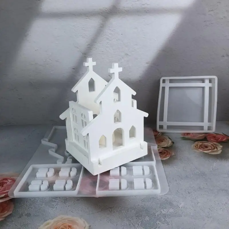 M76B 2PIECS SILICONE MOLDS CURCH TABL