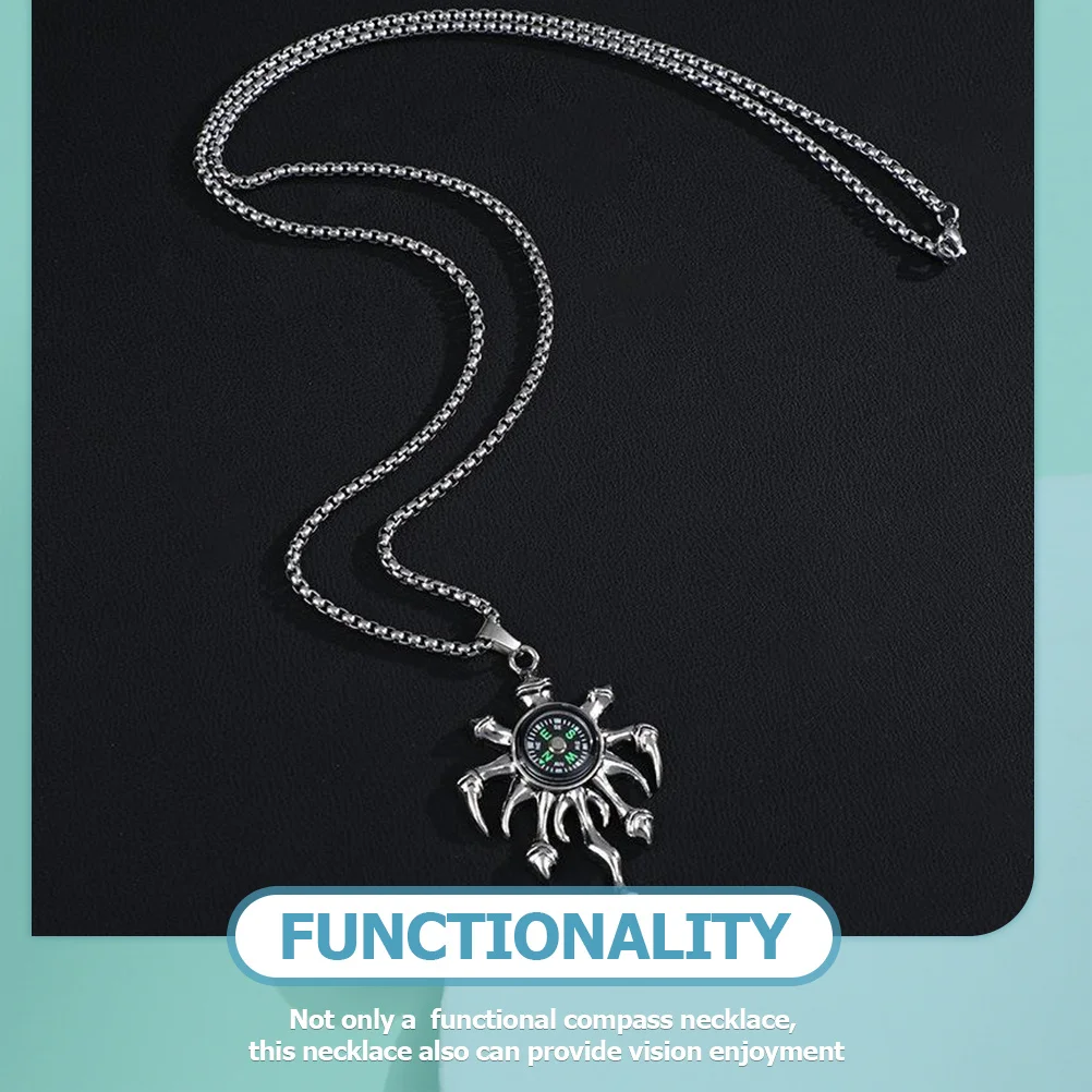 

Compass Necklace Titanium Steel Functional Pendant for Men Women Outdoor Survival Hiking Camping Stainless Chain