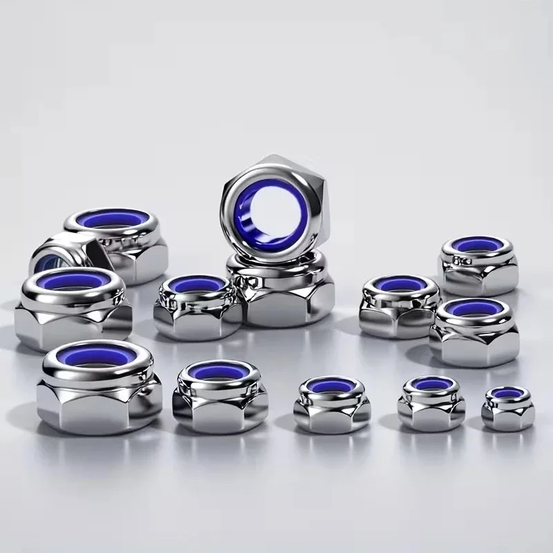 Nylon Insert Hex Locknut Stainless Steel Self‑locking Anti‑Loose Anti‑Slip Fastener Nuts For Household Machinery Repair Hardware