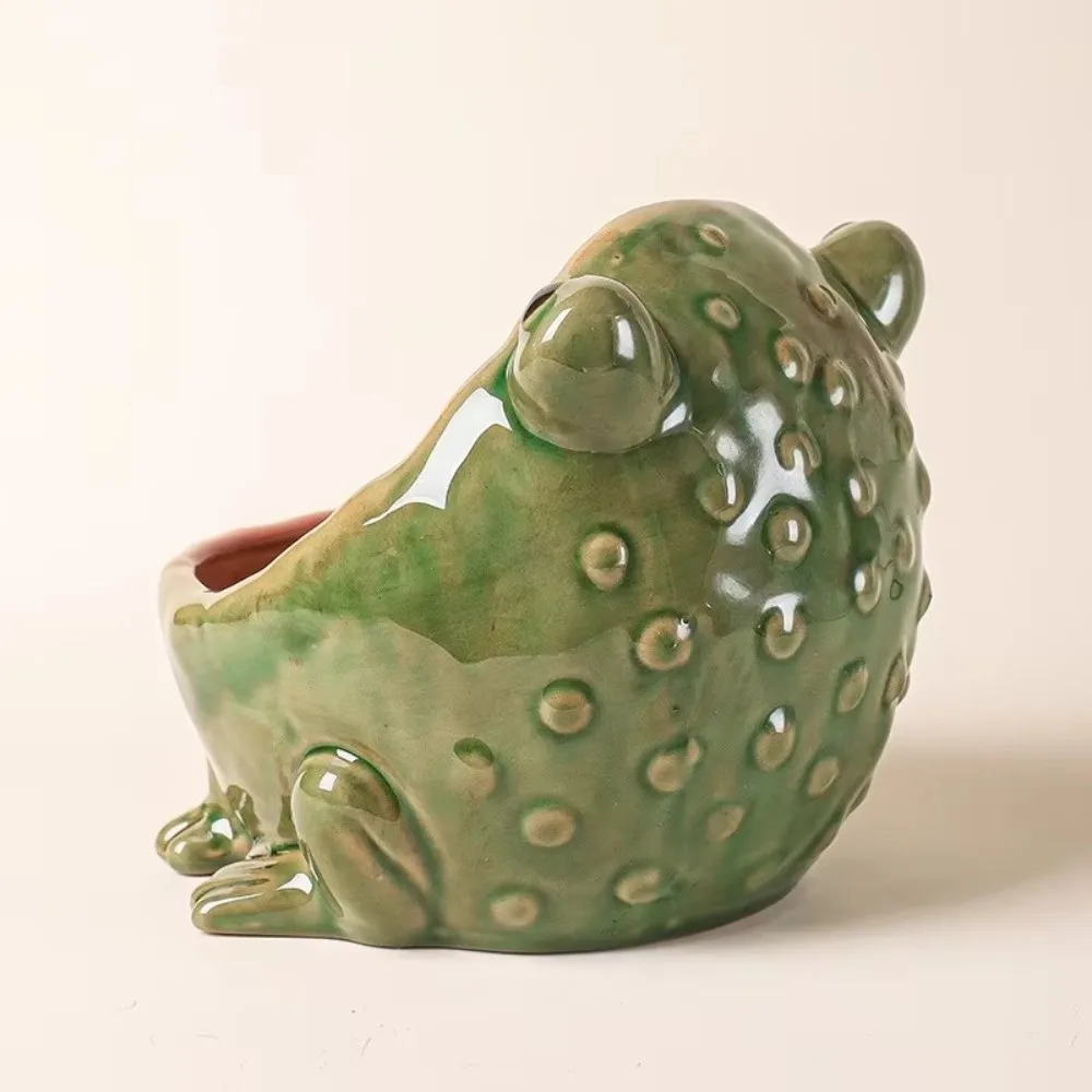 

Funny Big Mouth Simulation Frog Jewelry Dish Ceramic Multifunctional Animal Trinket Tray Catchall Key Bowl Desktop Ornament