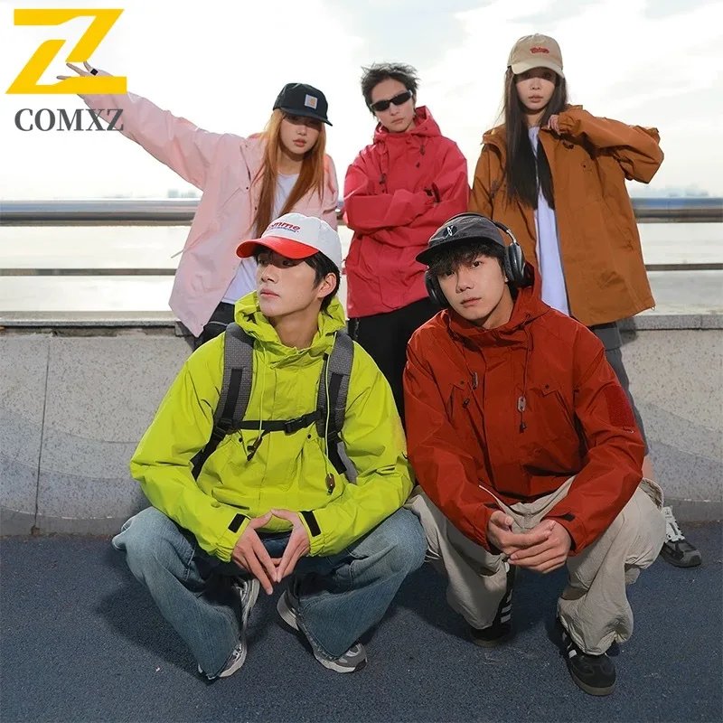 

Adventure Hiking Jacket Men's Women 2025 Autumn Hooded Waterproof Windproof Windbreaker Harajuku Outdoor Camping Riding Raincoat