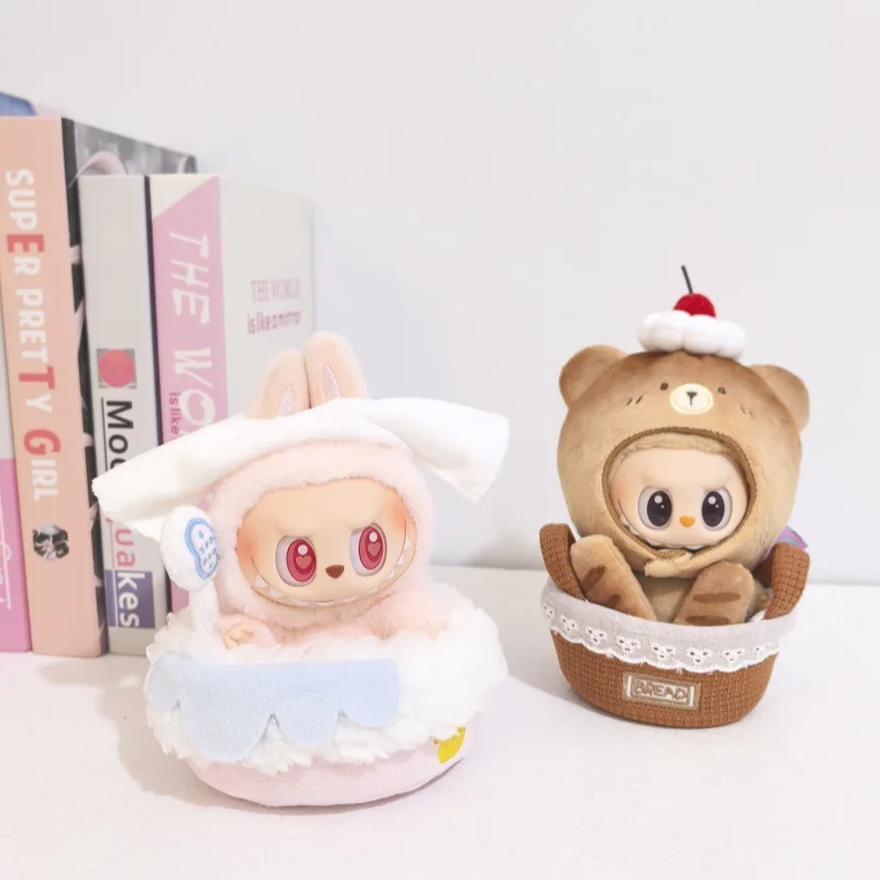 Para muñeca Labubu de 15/17cm, juego de tiempo de baño juguetón, gorro de bañera, cesta, disfraz quemado, tocado, Spa, Ropa, accesorios para muñecas Labubu