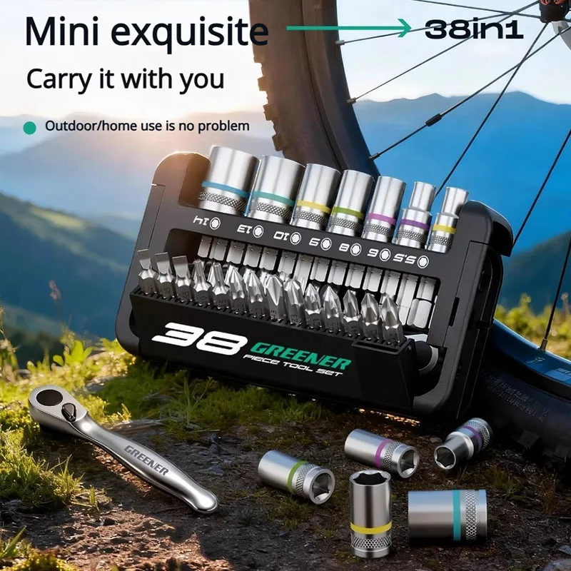 

38-Piece Set Portable fast ratchet wrench sleeve tool Xiaofei Fast Hexagonal Torx screwdriver Bicycle repair tools