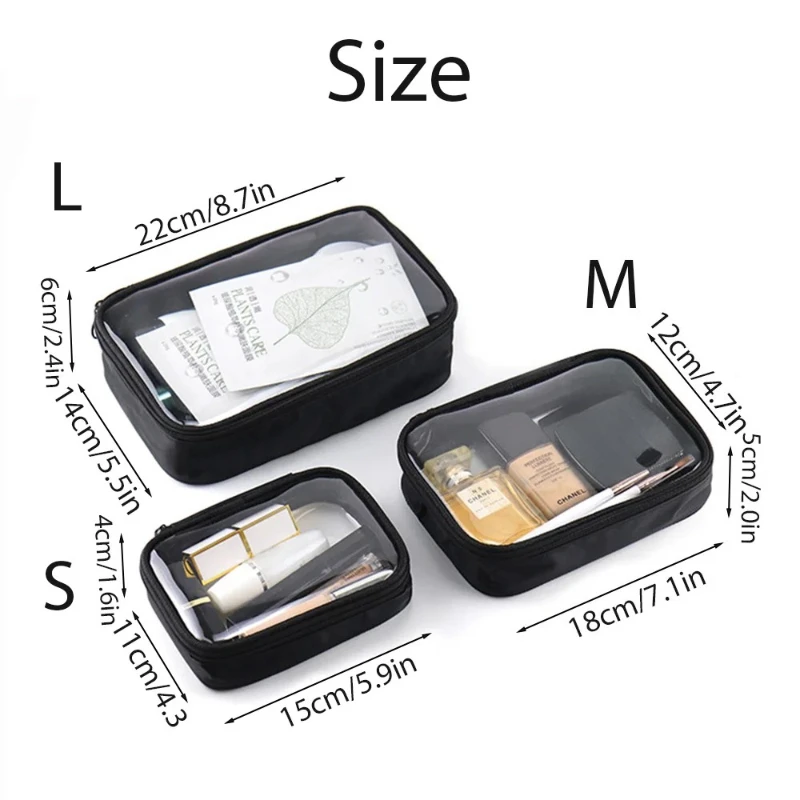حقيبة مكياج شفافة للنساء، حقيبة أدوات الزينة المقاومة للماء، حقيبة حمل للمكياج، حقيبة تنظيم فرش أدوات الزينة، حقائب أدوات مكياج للسفر من مادة PVC