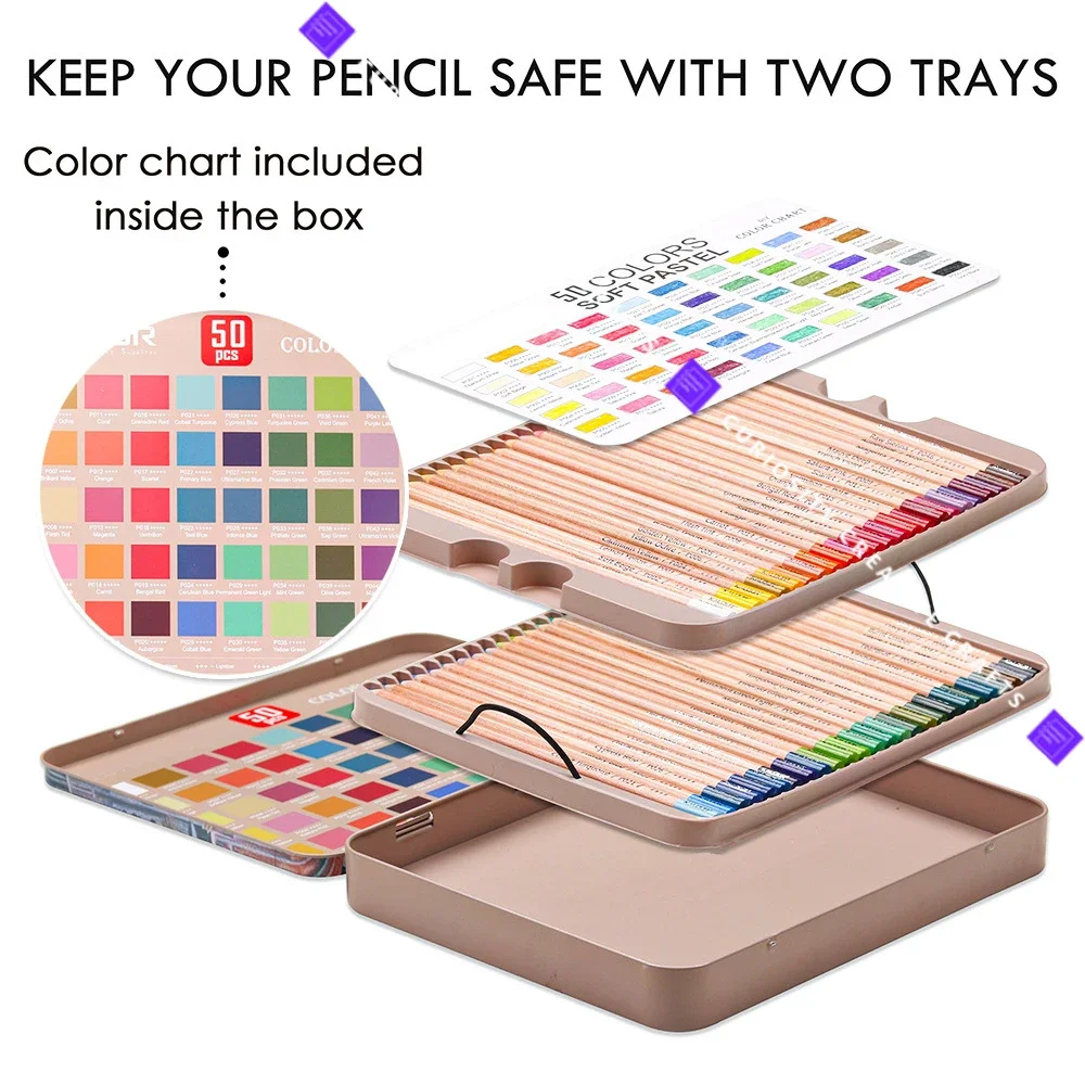 Juego de lápices de colores Pastel suaves, pigmentos brillantes profesionales, Kit de bocetos de dibujo de Color madera para artista, diario de
