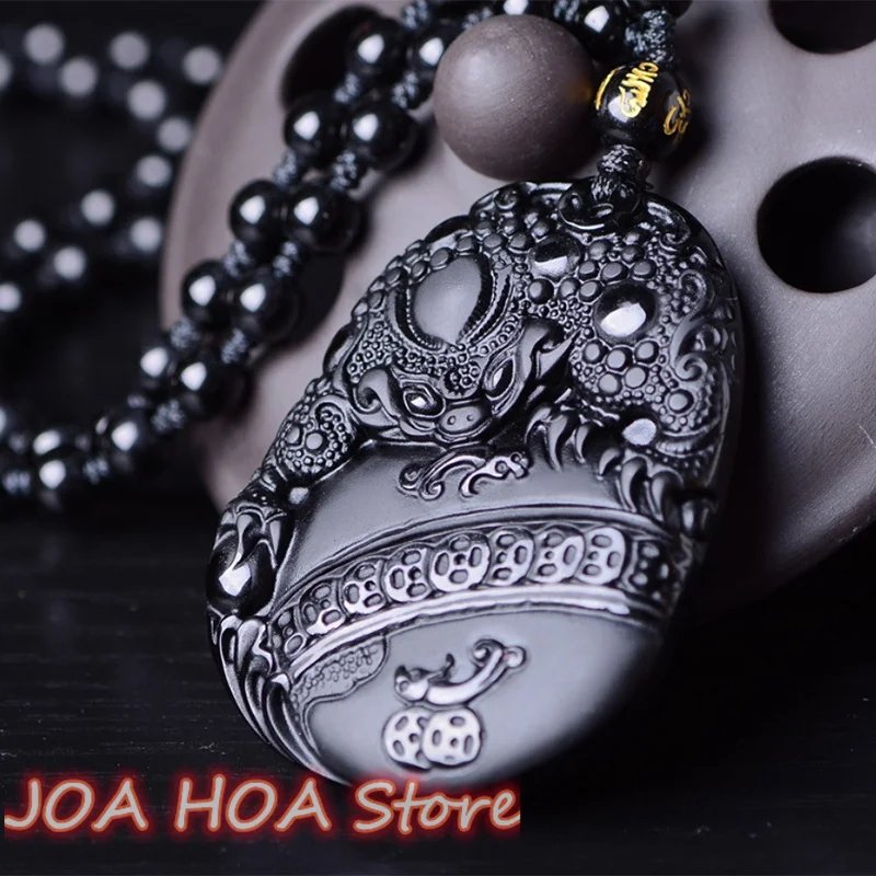 

Top Selling Natural Black Obsidian Pixiu Money Necklace Pendant Lucky Amulet Jade Boutique Neck-Hewelry Fine Jewelry