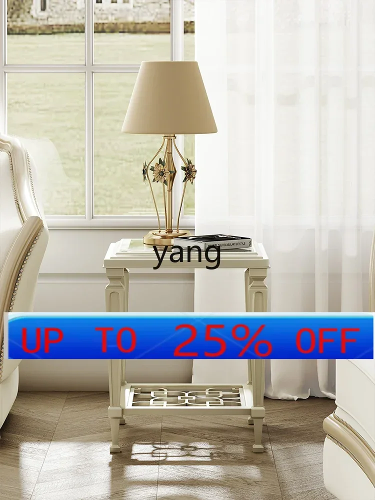 

LMM Living Room Small Apartment Solid Wood Tempered Glass Creative Model Corner Table