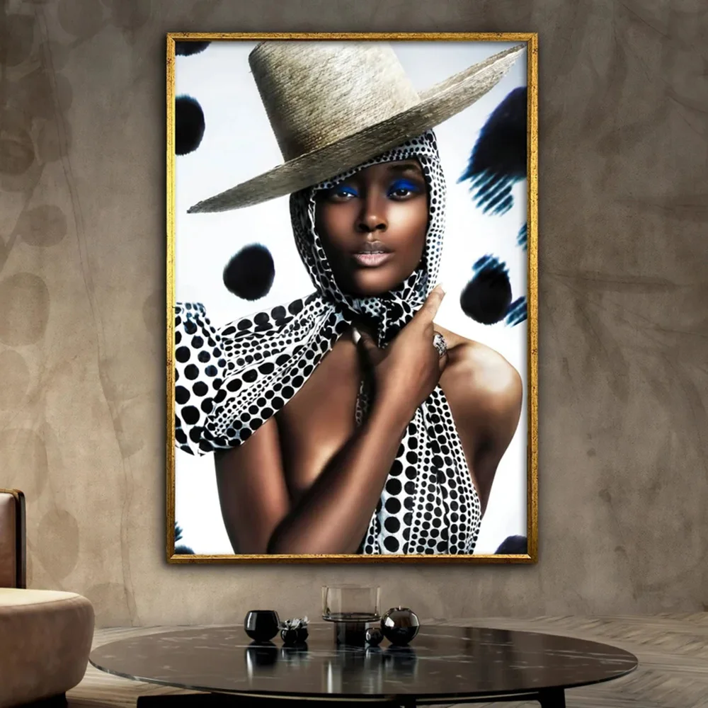 Nude Girl Posters and Prints African Woman Black Dot Art Canvas Painting Figure Wall Picture for Bedroom Decor Cuadros