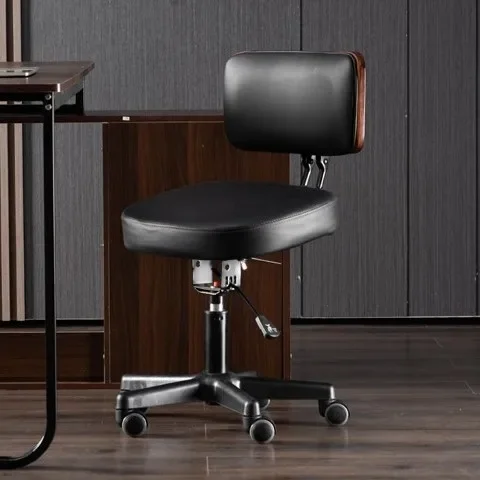 Adjustable Height Office Chair with PU Leather Seat and Backrest, 360 - Degree Swivel, Five - wheel Base