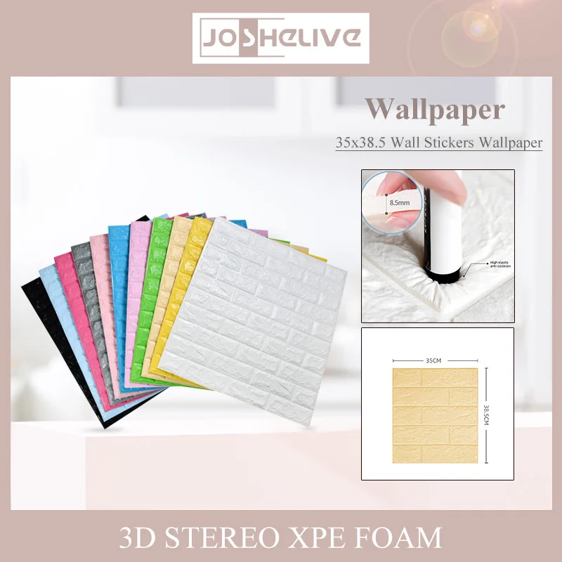 

70x38cm 3D Tile Brick Wall paper Self-adhesive Waterproof Foam Panel Wallpaper Living Room Home Decoration