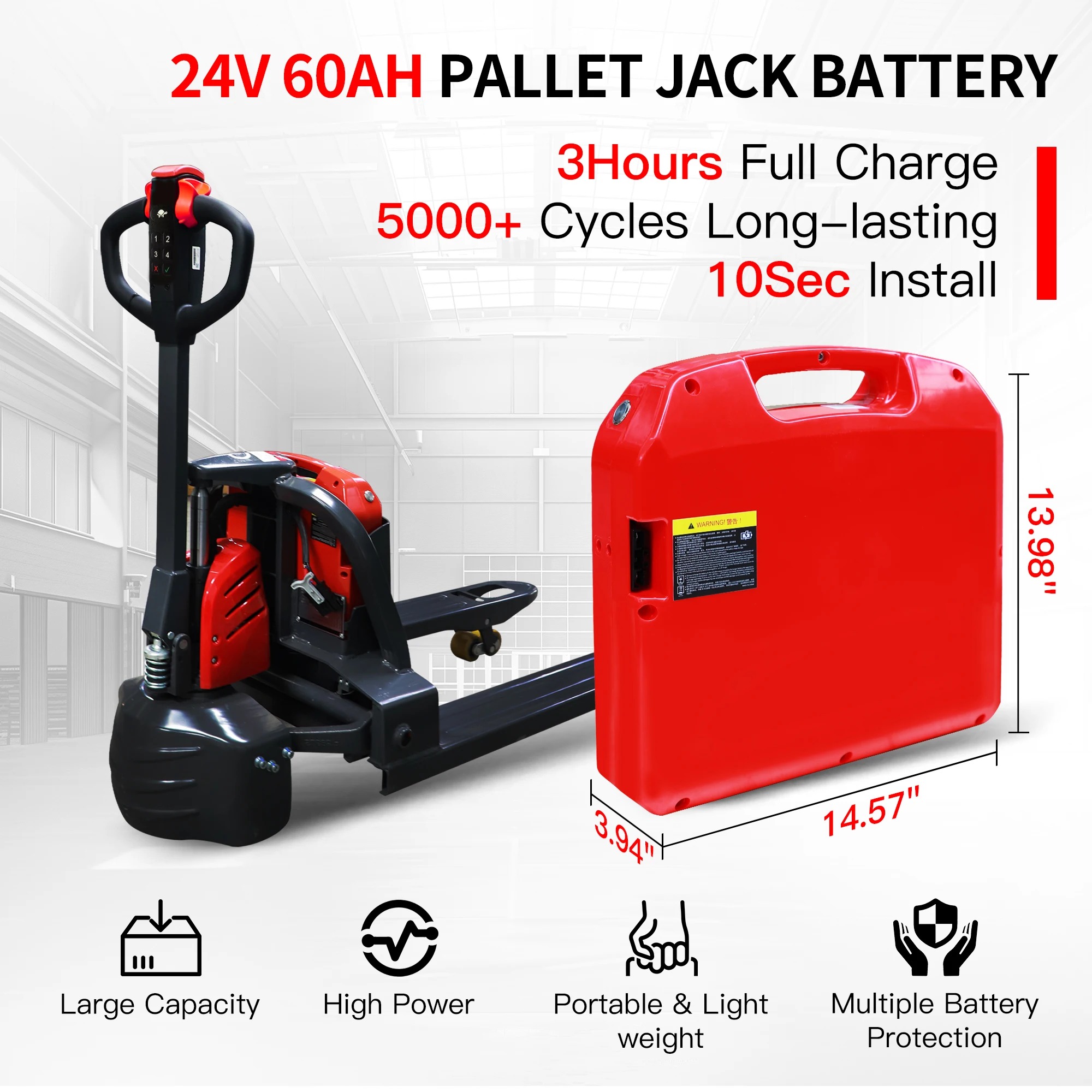 بطارية ليثيوم LiFePO4 24 فولت 60 أمبير في الساعة لشاحنة البليت الكهربائية HELI CBD15J /18J-Li-S