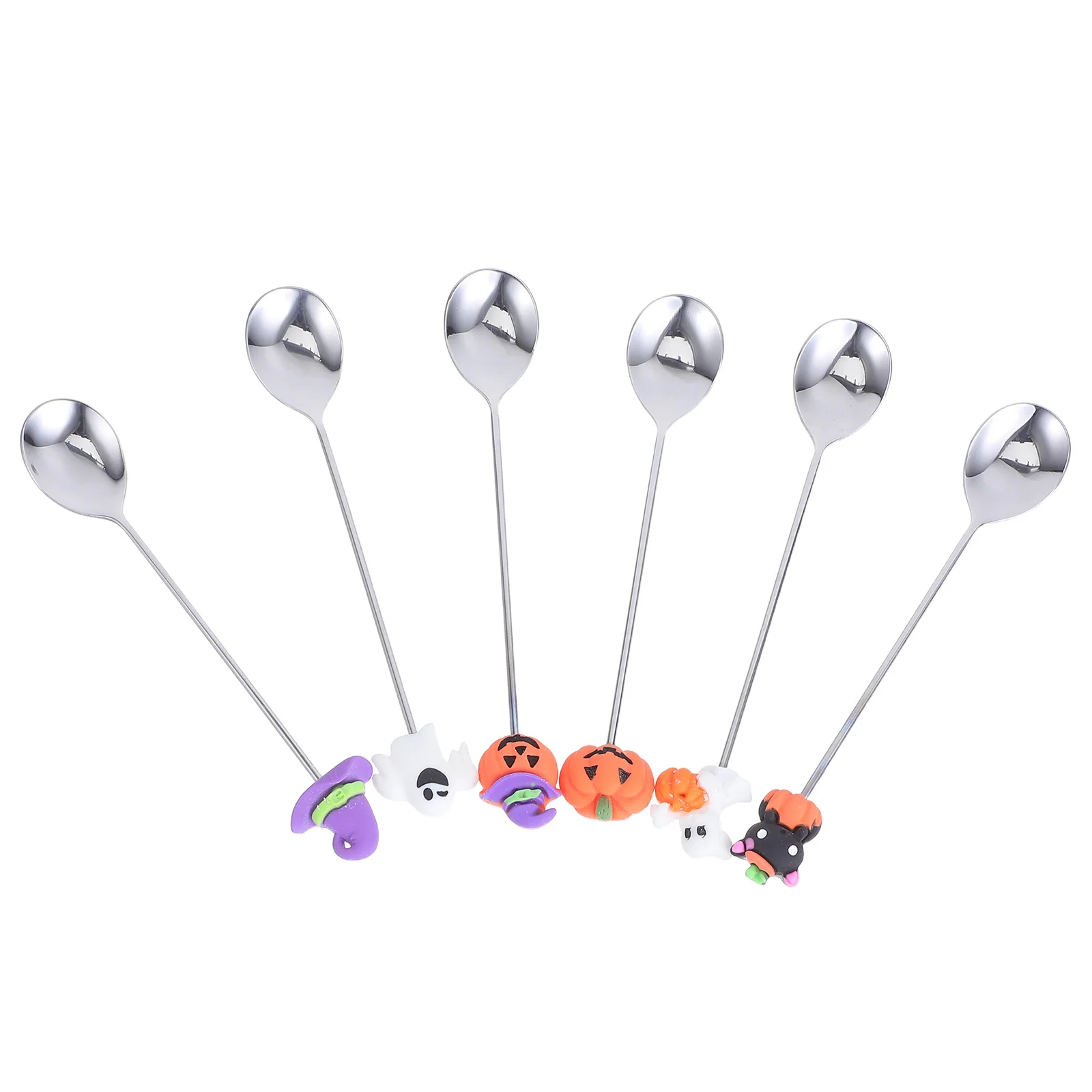 

6 Pcs Dessert Spoon Halloween Teaspoons Serving Ice Cream Desert Stainless Steel