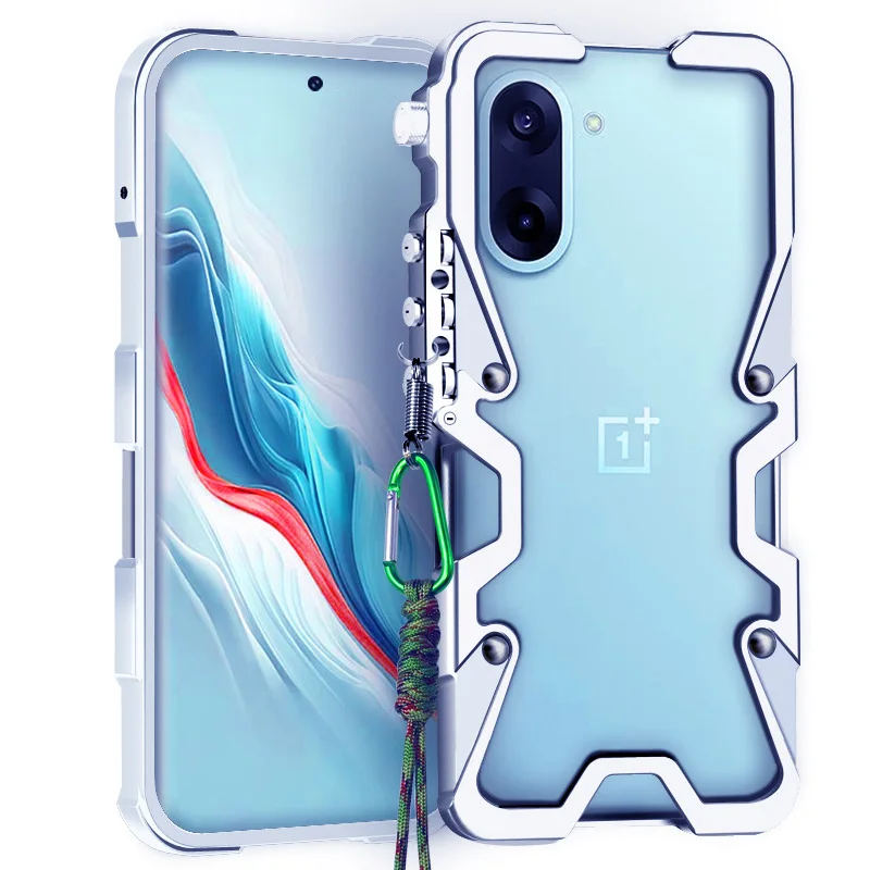 

Zimon Luxury Armor Metal Aluminum Phone Bumper For Oneplus ACE5 ACE 5 Racing Cover Mechanical Purely Handmade Skull Case