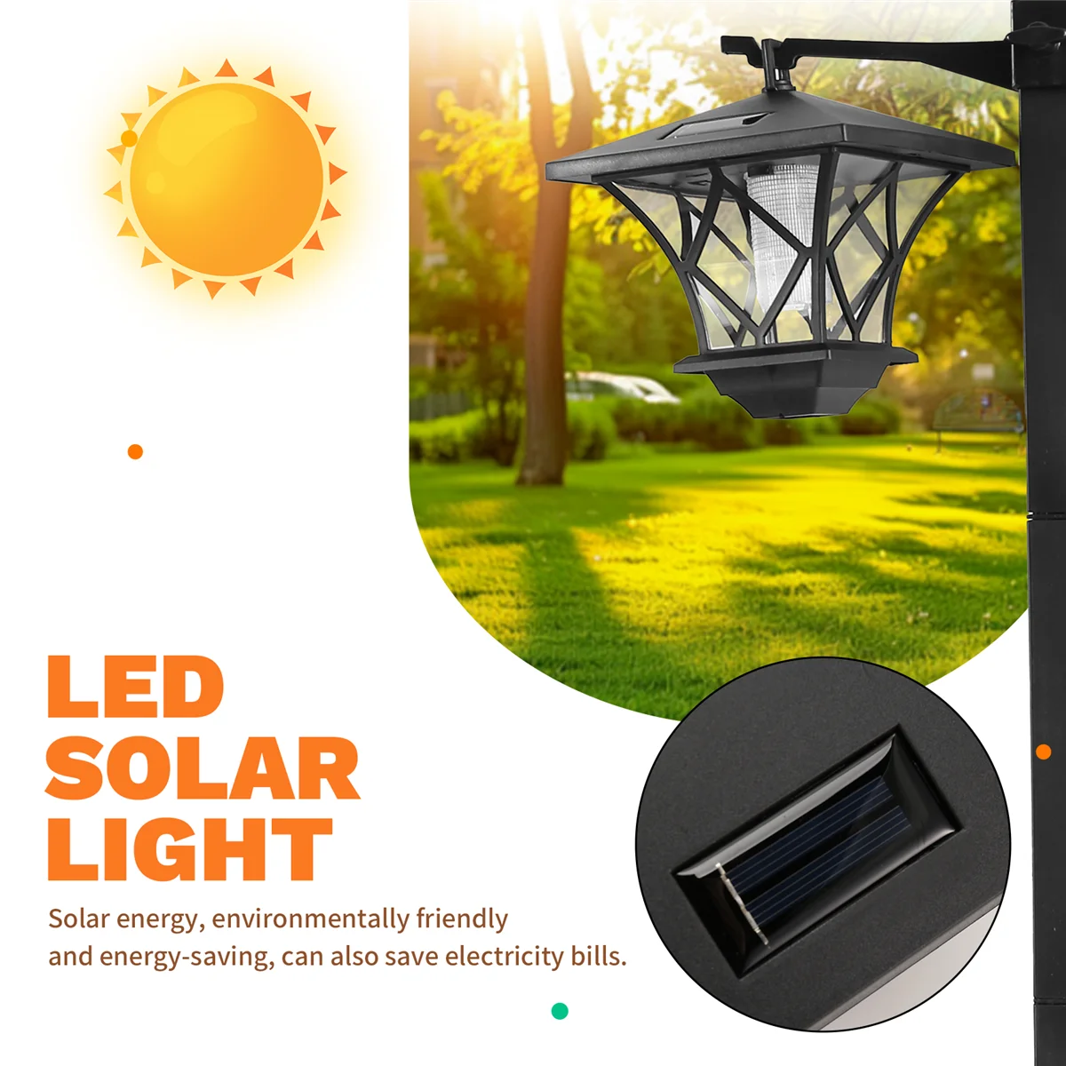 CHCH 1.5M LED Solar Powered Traditional Garden Lamp Post Lamppost Lantern Light Decor