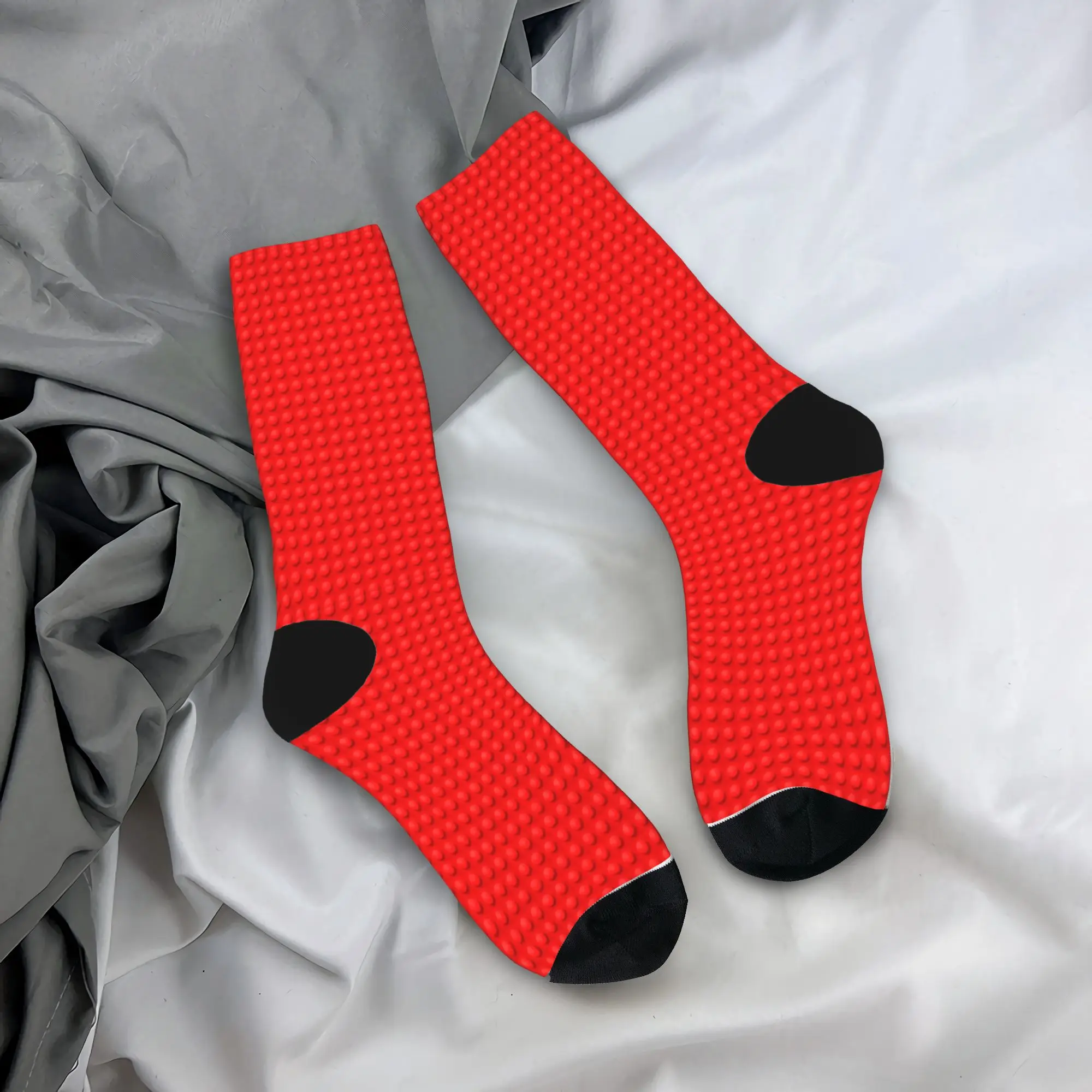 Adults Men Socks Solid Red Building Blocks Stockings Anti Skid Soft Breathable Socks Winter Fashion Design Running Sports Socks