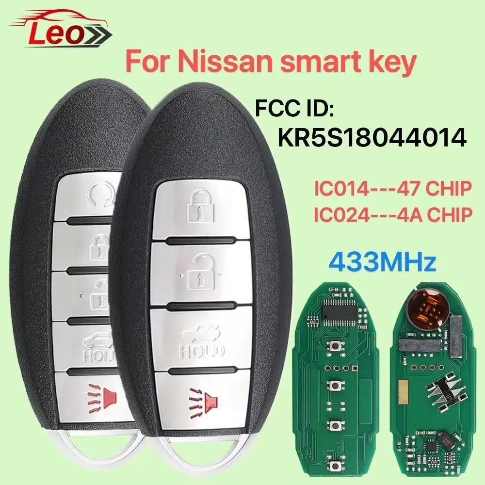 

Leo FCC ID:KR5S18044014 IC014/IC024 433 МГц (13-15 for47chip) (16-17 for 4Achip) Автомобильный умный дистанционный ключ для NISSAN Maxima Altima Key