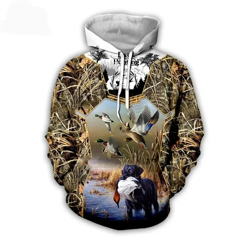 1 Piece Custom Your Picture Fashion Men'S Hoodies 3D Forest Camouflage Animal Elk Wild Boar Print Pattern Autumn Sweatshirt Casu