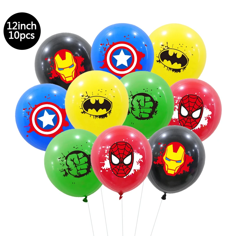 1Set Super Hero Balloons Iron Man Hulk Spiderman Balloon Set Birthday Banner Cake Topper Hero Theme Party Decoration Supplies