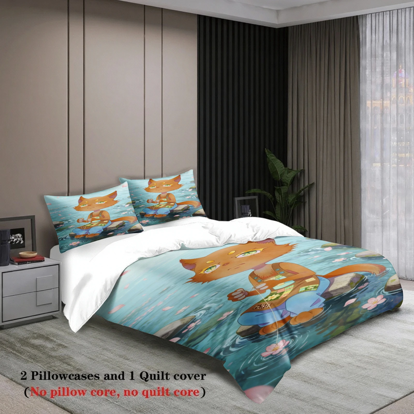 Teens Bedding Set Softville Cozy Town Cute Fern the Quilt Fox With Duvet Cover & Pillowcase For Children's Bedroom Decor