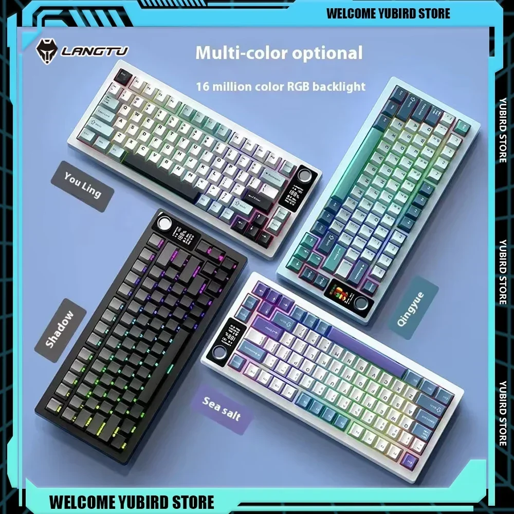 Langtu Lt75 Non-contact Mechanical Keyboard 80Keys RGB Hotswap Gaming Keyboards Tri-mode Bluetooth 2.4G Wireless Wired Keyboard