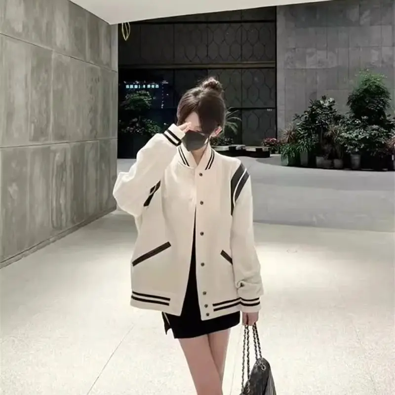 

Color Blocking Ball Suit Jacket for Women 2024 Spring Autumn New High-end Explosive Street Loose and Slimming Casual Jacket Top