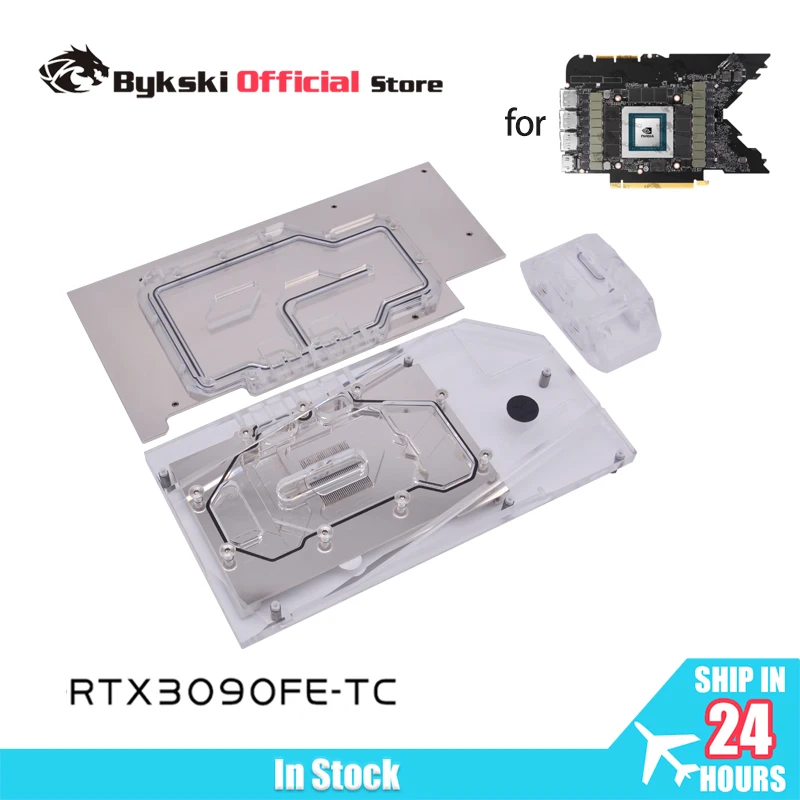 

Водяной блок Bykski N-RTX3090FE-TC для NVIDIA RTX 3090 Founders Edition, охлаждающая объединительная плата, графический процессор/медный радиатор с полным покрытием
