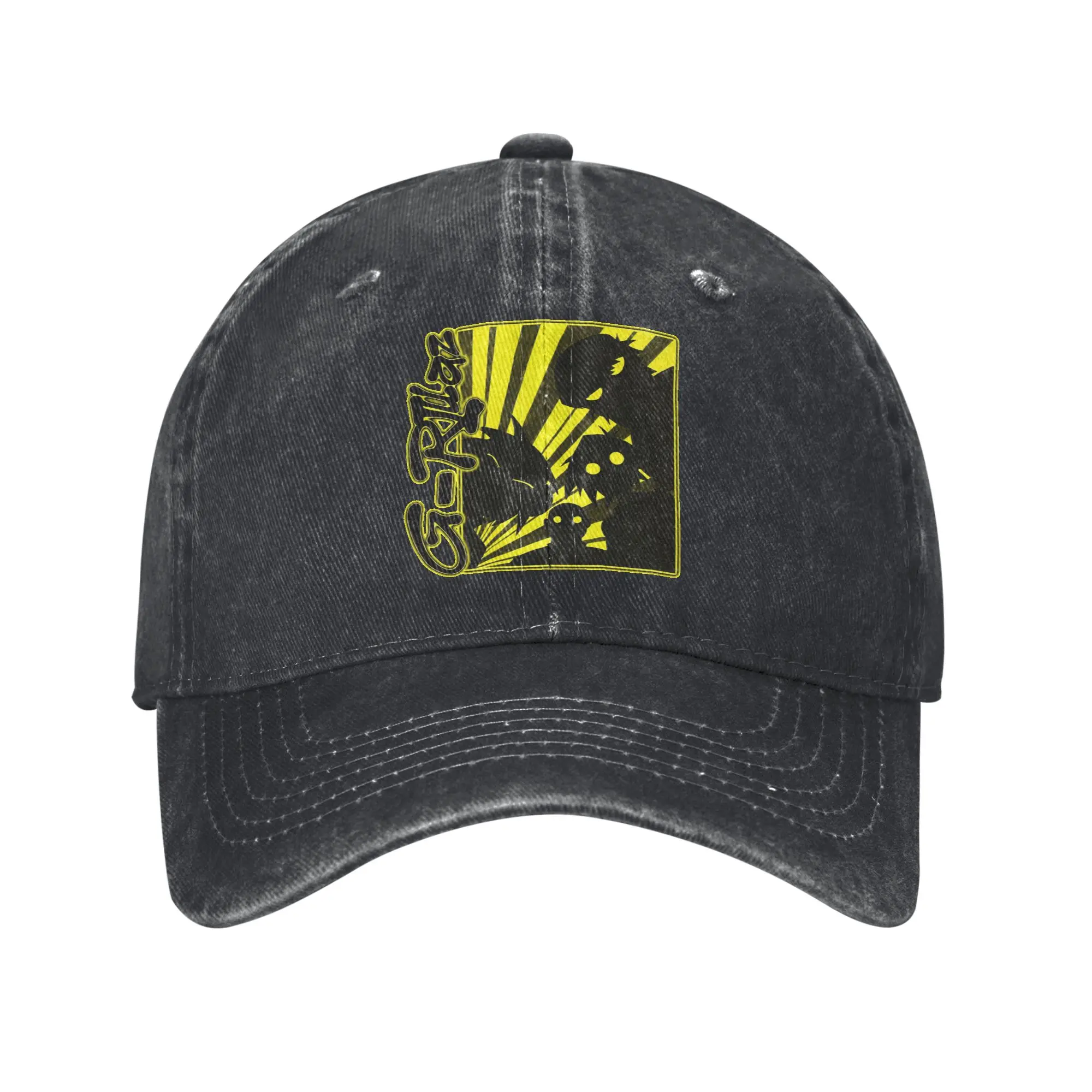 Yellow Silhouette Frame Rock Band Gorillaz Baseball Cap Vintage Distressed Washed  Snapback Hat Unisex Style Gift Caps Hat
