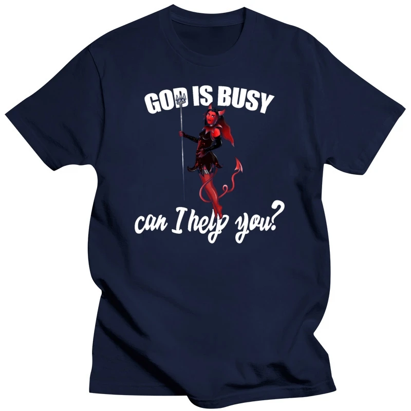 god is busy can i help you t shirt men Customize tee shirt Crew Neck Unisex Interesting Comical Summer Style Leisure tshirt