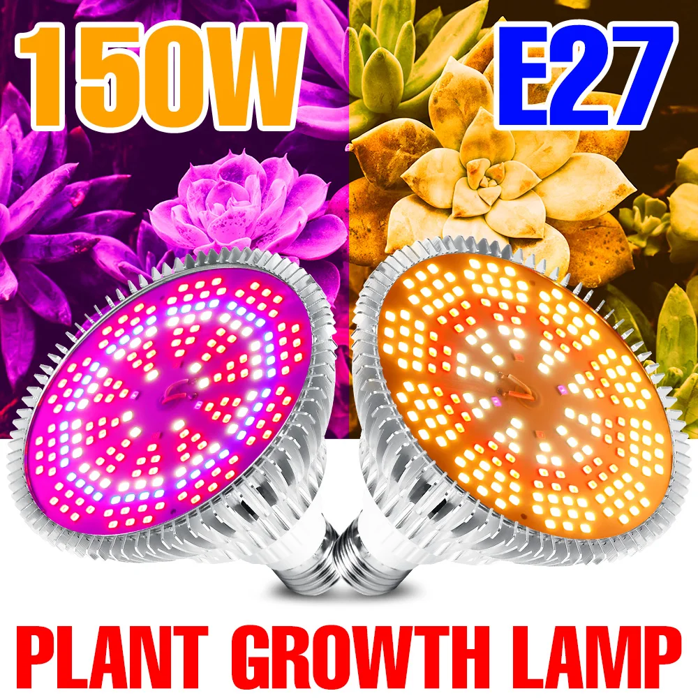 

150W E27 LED Full Spectrum Plant Grow Light Bulb Indoor Flower Seeds Vegetable Hydroponics Growth Box Cultivation E14 IR UV Lamp