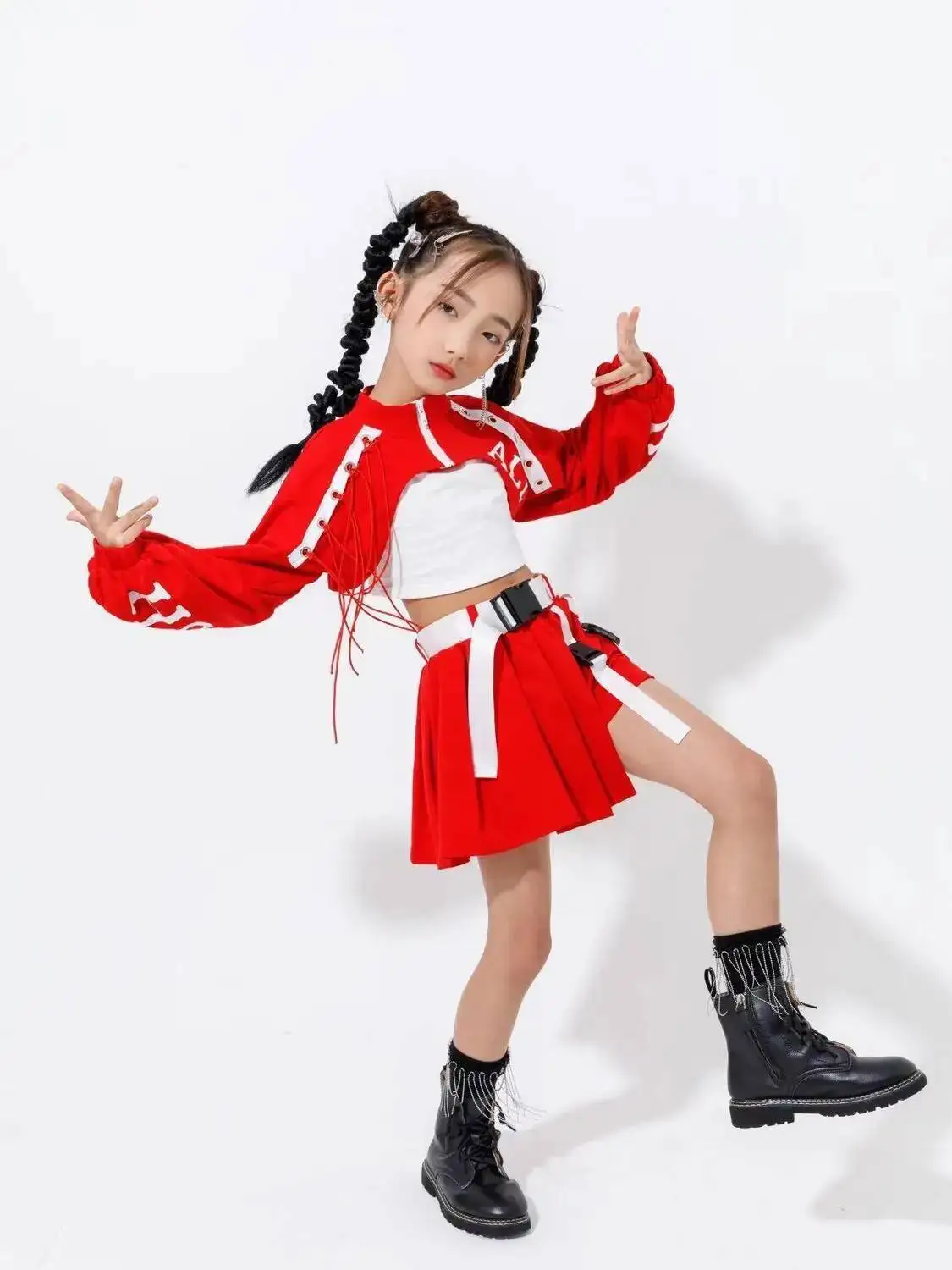 

Children Street Hip hop Dance Girl Jazz Dance Costume Jazz Kpop Dance Costume for Girls pink Outfit Streetwear Clothes Sets