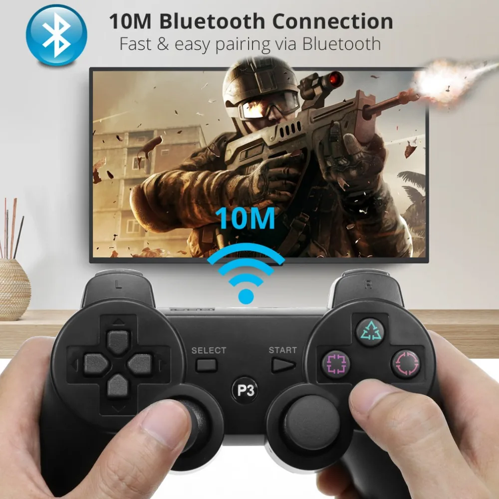 PS3 게임패드용 무선 컨트롤러, 조이패드 액세서리, Bluetooth-4.0 조이스틱, USB PC 컨트롤러, 블루투스 지원