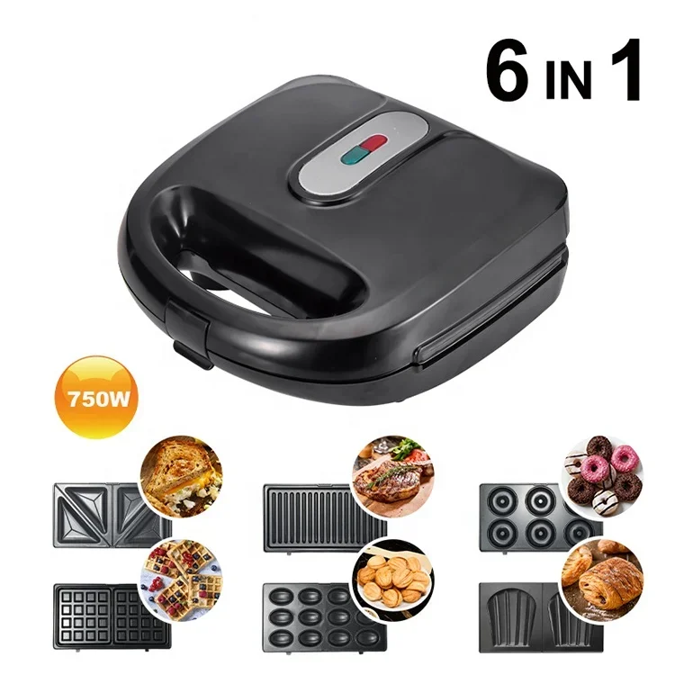 6 In 1 Double Sided Sandwich Maker Semi-Automatic Breakfast Making Machine With 6 Trays