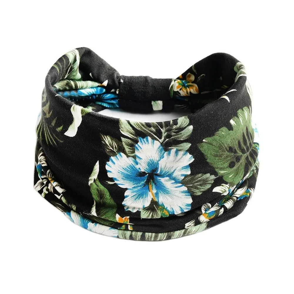 Bohemian Headband Cotton Stretch Vintage Knot Yoga Hair Band Boho Extra Large Hair Accessory For Dance Biker