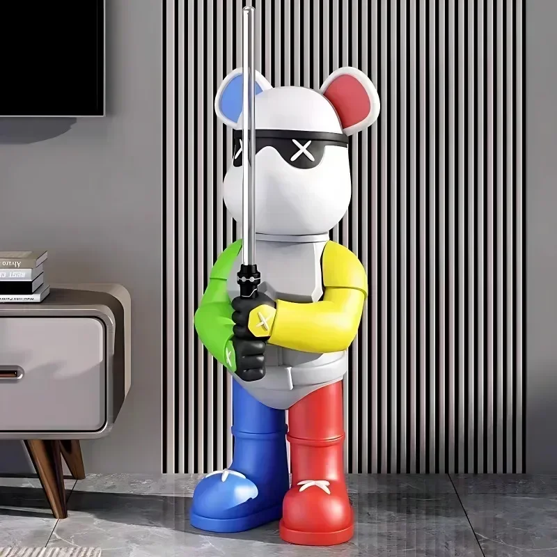 

Light Luxury Lightsaber Bear Trendy Floor-standing Large Ornaments Furniture TV Cabinet Creative Living Room Decorations