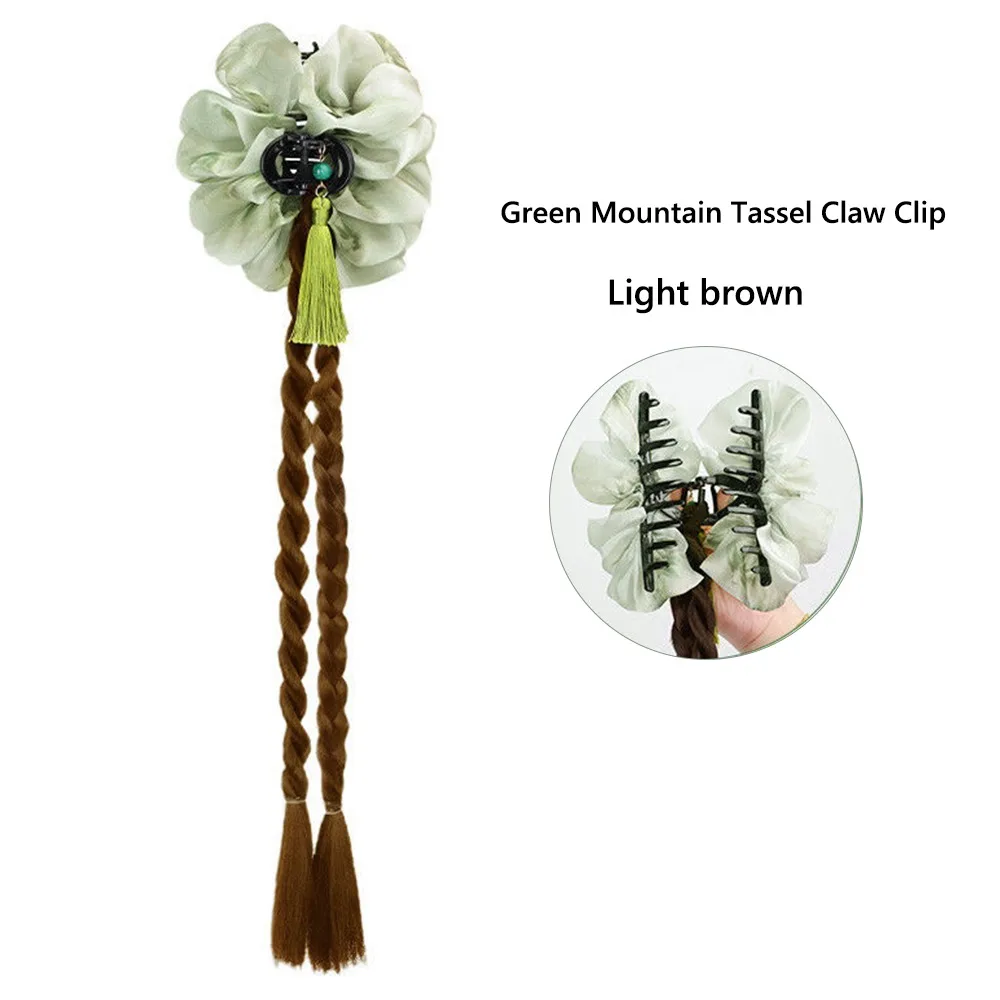 

New Chinese Style Hair Claw Braided Hairpiece Three-Strand Cheongsam Braided Ponytail Extension Hanfu Women's Tassel Claw Clip