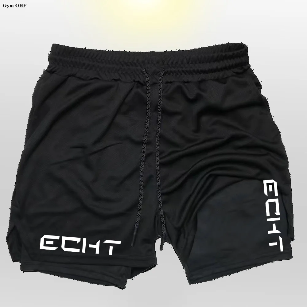 

Men Fitness Gym Training 2 in 1 Sports Shorts Running Quick Dry Workout Jogging Double Deck Short Pant para hombre