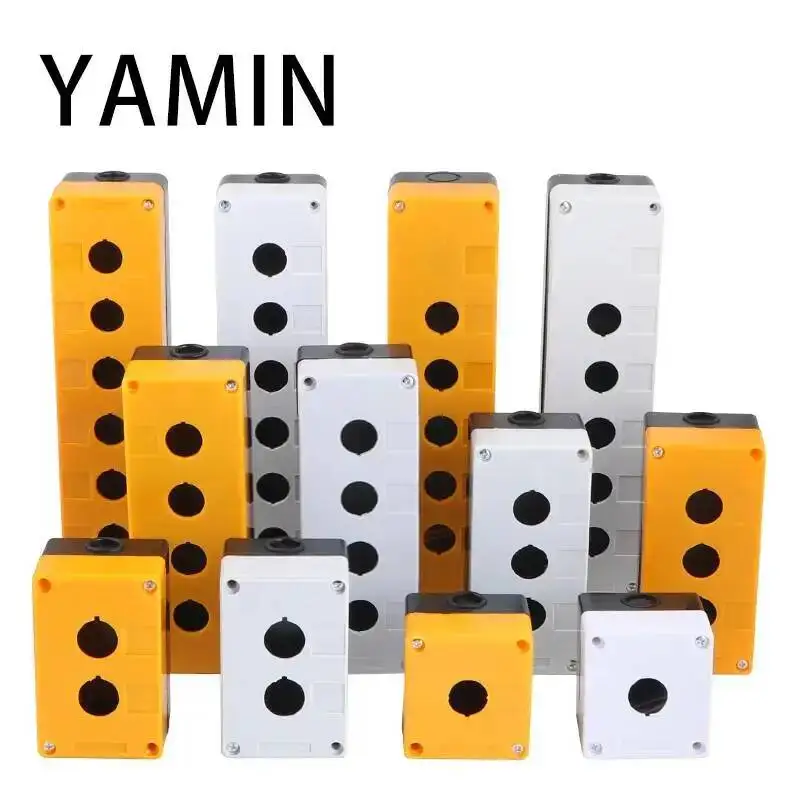 

Водонепроницаемый кнопочный переключатель 22 мм, блок управления, желтый/серый, корпус промышленного индикатора с 1/2/3/4/5/6 отверстиями