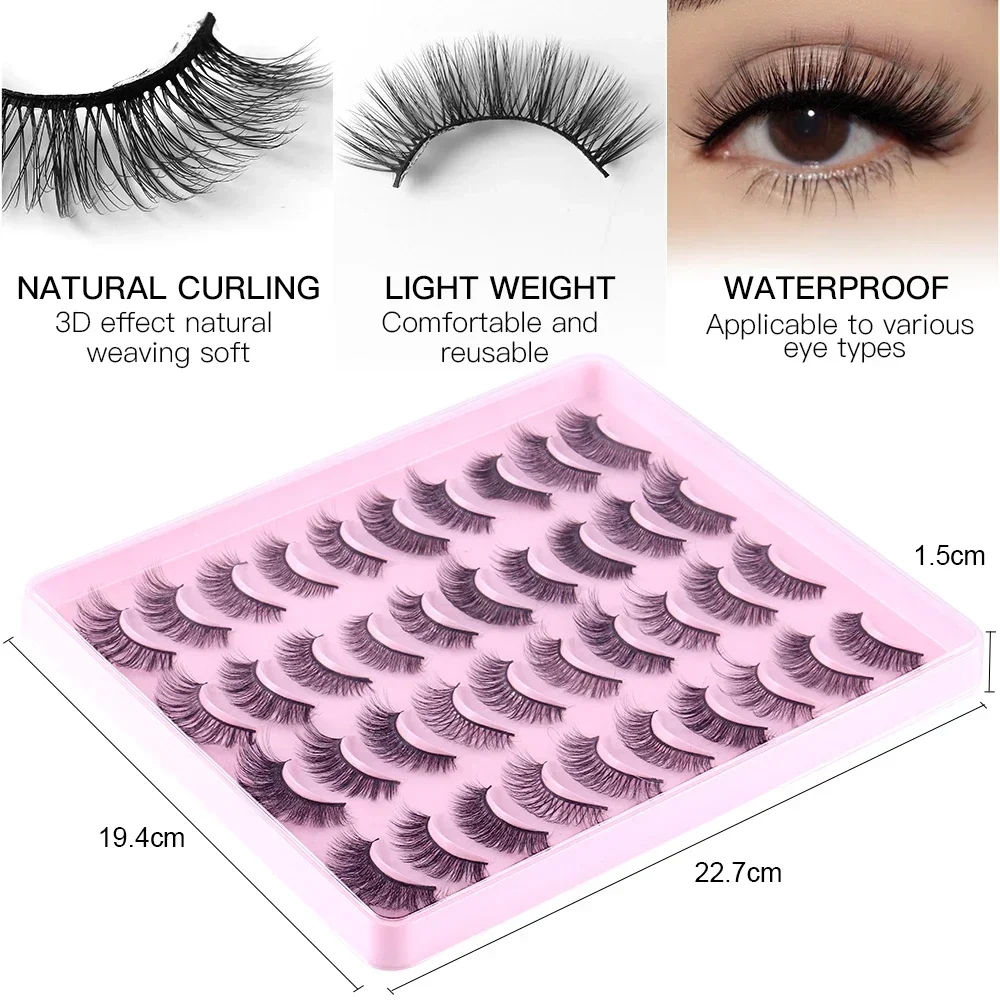 Faux-cils 3D en faux vison, naturels, volume spectaculaire, extension de cils, maquillage, 20 paires