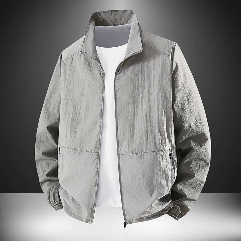 Outdoor Men's Ultra-thin Quick Dry Jacket Summer Korean Version Stand-up Collar Sunscreen Coats Men UV-proof Top Skin Clothing view 2
