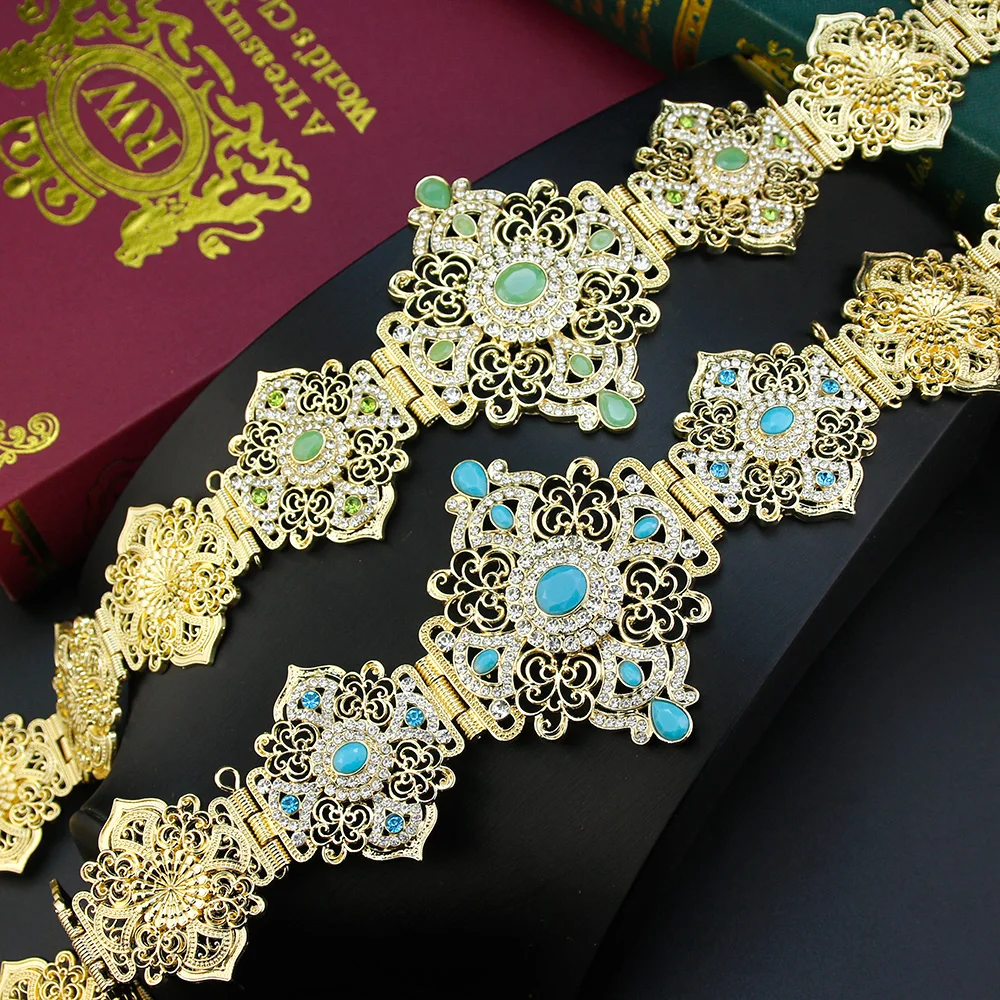 Neovisson Moroccan Unique Crystal Belt For Aristocratic Women Caftan Belt Wedding Dress Body Jewelry Clothing Accessorie