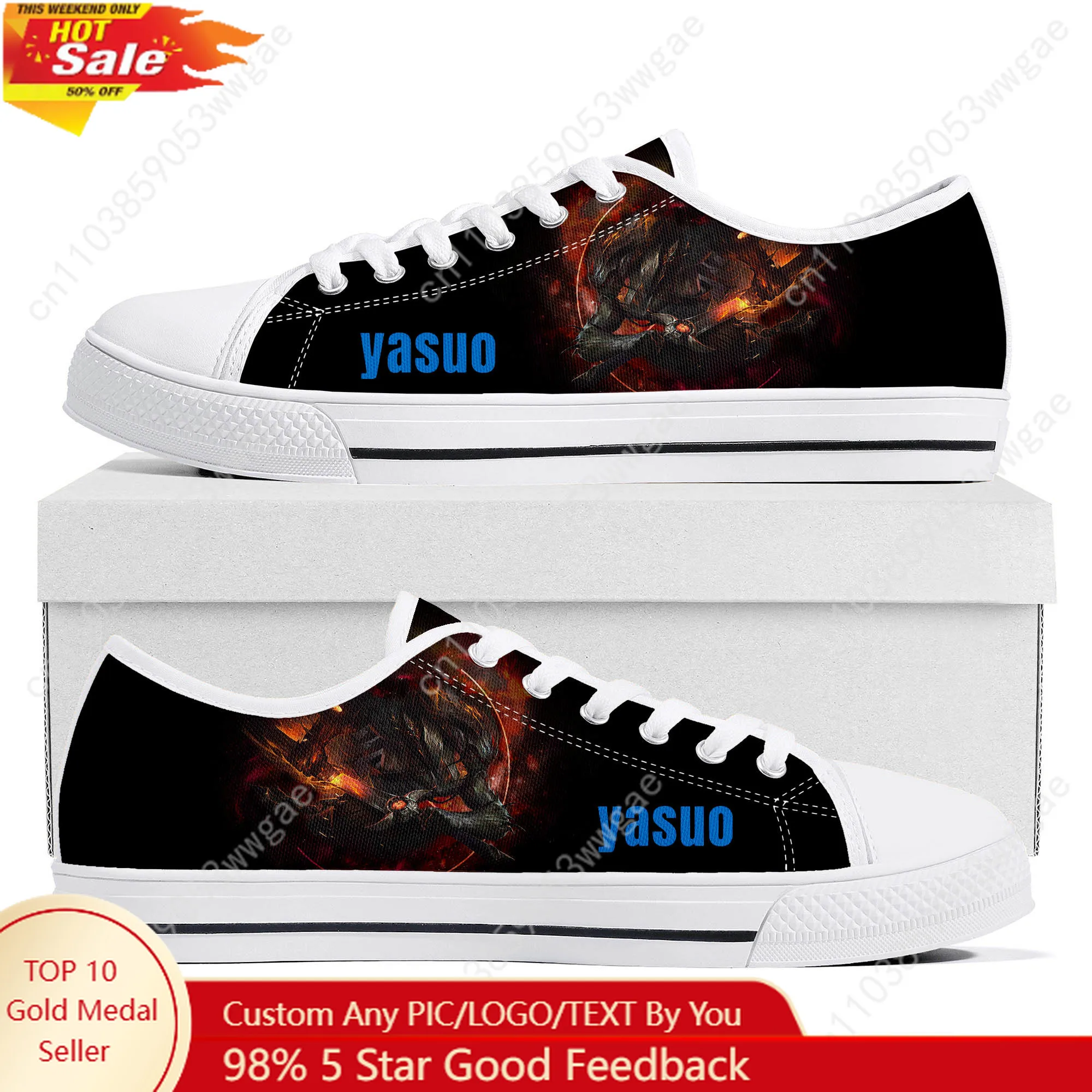 

Yasuo Low Top Sneaker Mens Womens Teenagers Canva Sneaker High Quality Confortable Fashion Casual Couple Shoes Tailor-made Shoes