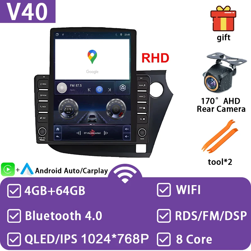 Android 15 Autoradio Voor HONDA INSIGHT 2009 2010 2011-2013 2014 Multimedia Video Player Navigatie GPS 4G WIFI Head Unit Geen 2din