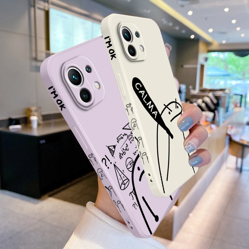 Funny Stickman Art Phone Case For Xiaomi 14 13 12 11 10 T Pro Ultra Lite 5G Liquid Left Rope 5G Soft Cover