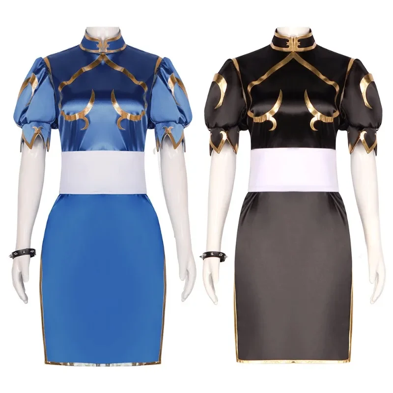 

Halloween Christmas Cosplay Costume Chunli Role Play Qipao Outfit Full Set Jackie Kung fu Carnival Party Chun-Li Suit