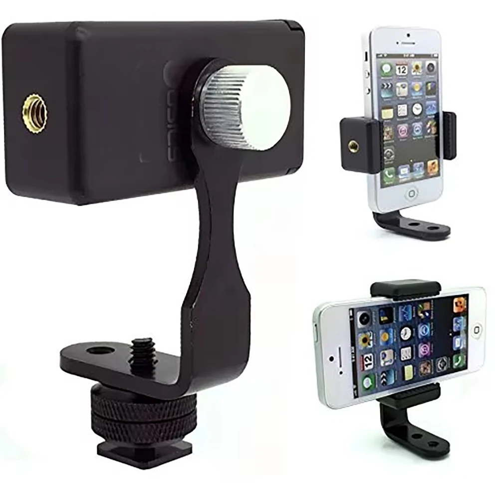 DSLR Hot Shoe Flash Camera Smartphone Live Recording Mount w/360 Rotation Thumb Screw for Apple iPhone XR XS MAX X 8 7 6s Plus